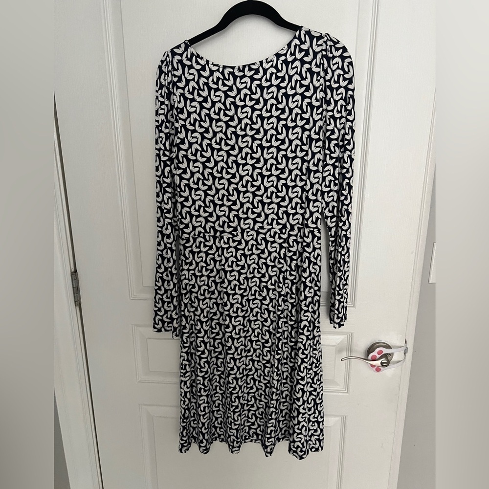 Boden Francesca Navy & White jersey dress 6L - Picture 3 of 4